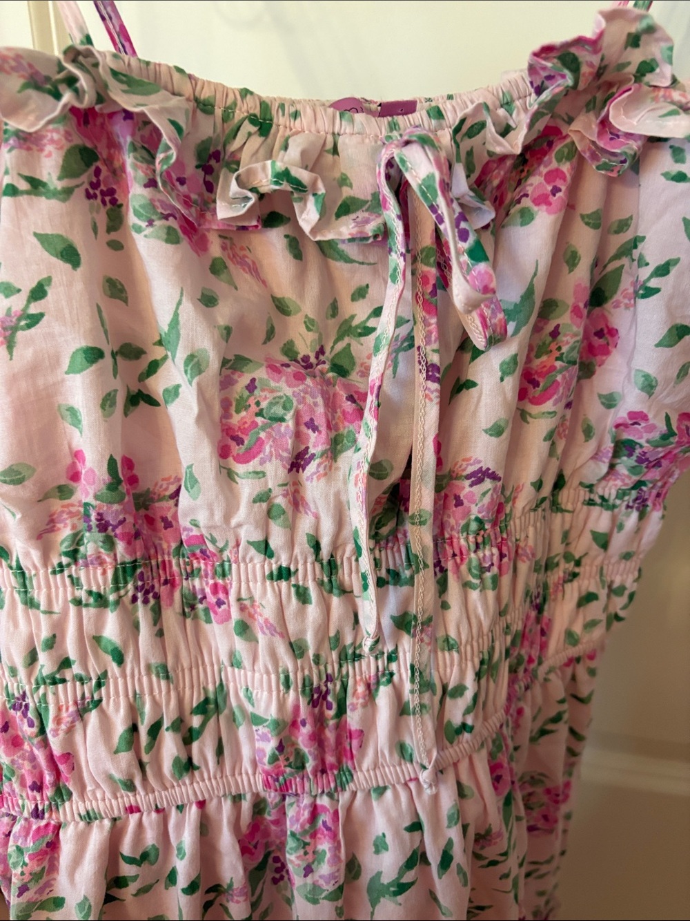 Francesca's Collections Pink Floral Maxi Dress with Tie Straps - Picture 3 of 4